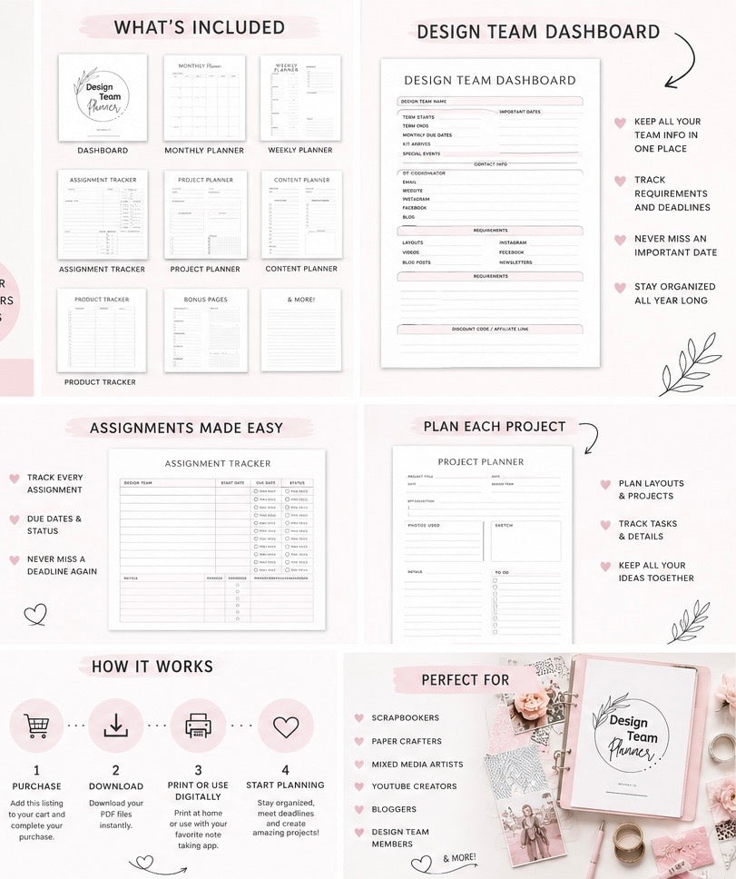 Design Team Planner | Digital Download by Crafty Meggy Co.