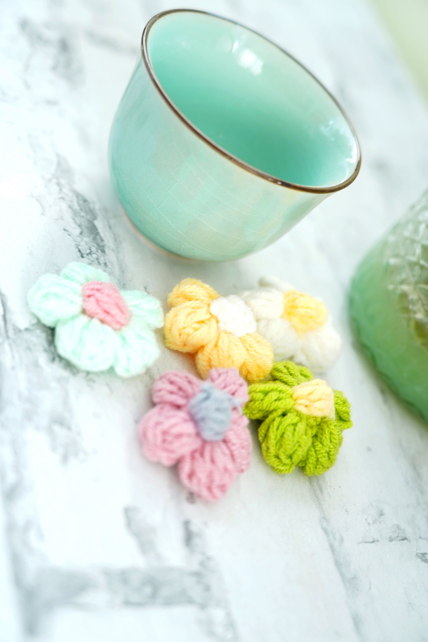 Crocheted Flowers- Multicolor pack of 5