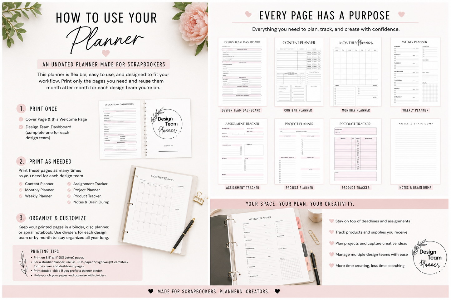 Design Team Planner | Digital Download by Crafty Meggy Co.