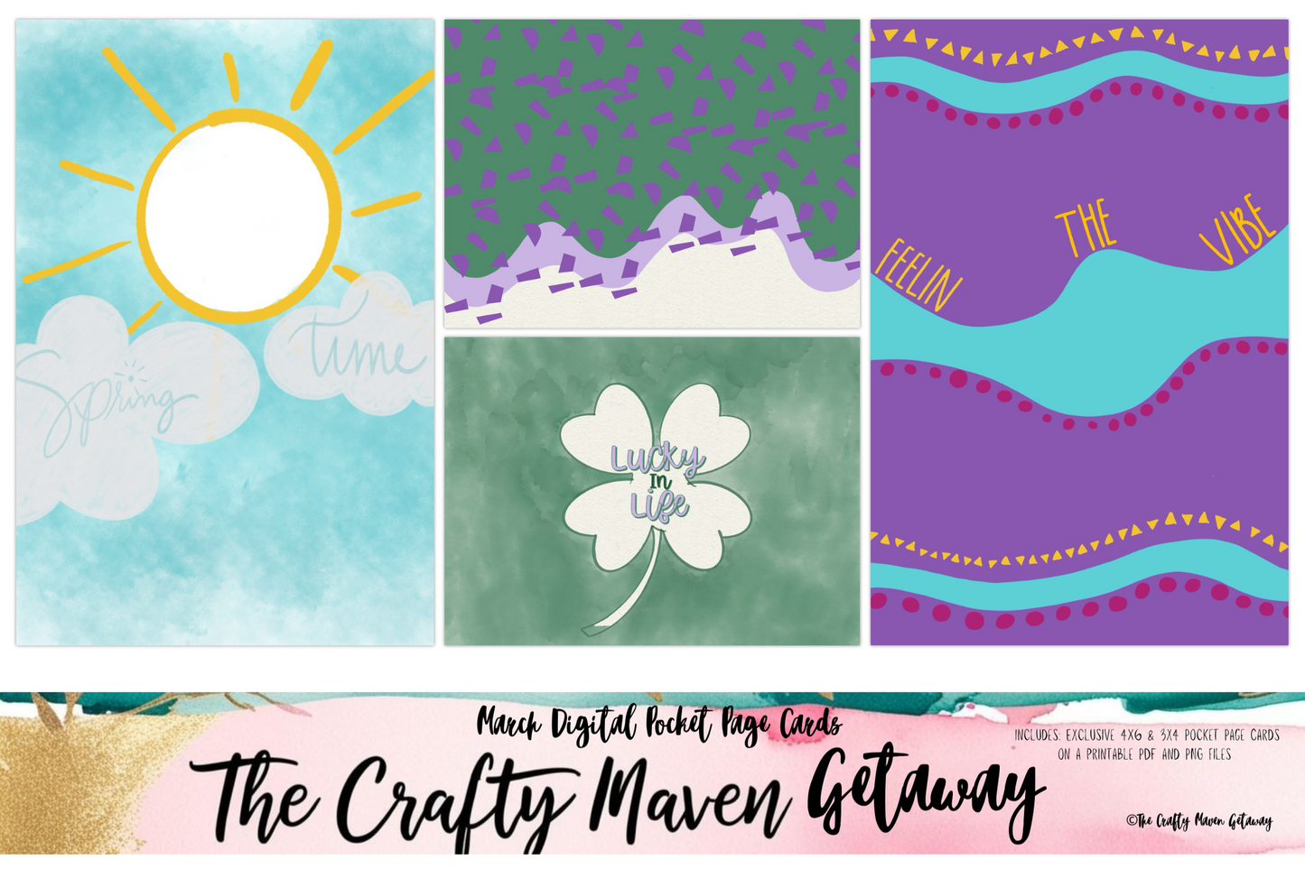 March Spring Blooms Digital Pocket Page Cards
